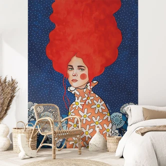 Fototapete Frau mit rotem Haar und Blüten - Hülya 