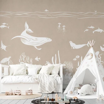 Fototapete Faszinierende Meerestiere im Ozean - Braun - Kikki Belle 