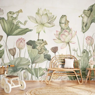 Fotomural de habitación infantil rana orquesta sobre nenúfares - Kikki Belle 