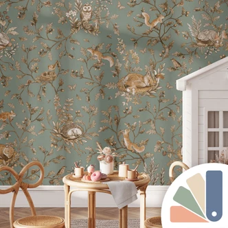 Fototapeta z śpiącymi leśnymi zwierzętami na gałęziach - Kikki Belle 