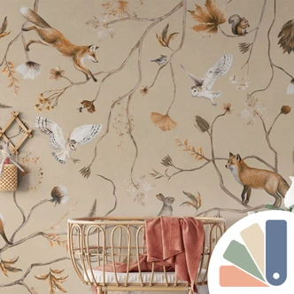 Fototapeta z leśnymi zwierzętami na gałęziach - Kikki Belle 