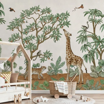 Ukryte obiekty zwierzęta dżungli | Fototapeta safari do pokoju dziecięcego - Kikki Belle 