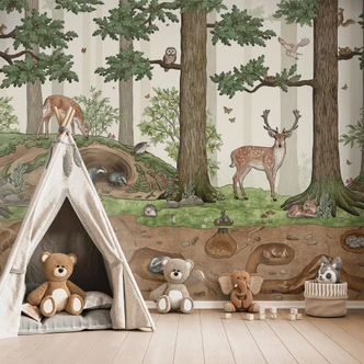 Ukryte obiekty leśne zwierzęta | Fototapeta do pokoju dziecięcego - Kikki Belle 