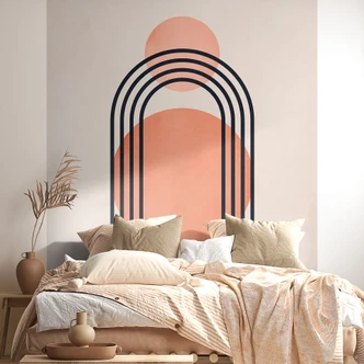 Fototapet Abstrakt geometri i ferskenfarver - Kubistika Fototapet Abstrakt geometri i ferskenfarver - Kubistika