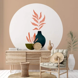 Fototapet - Rundt Kubistika - Autumn Plants - vliesetapet/selvklæbende non-woven tapet Fototapet - Rundt Kubistika - Autumn Plants - vliesetapet/selvklæbende non-woven tapet