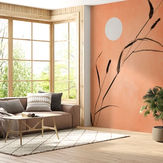 Fototapet Siv i ferskenfarvet solskin - Kubistika Fototapet Siv i ferskenfarvet solskin - Kubistika