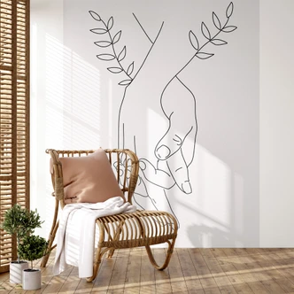 Fotobehang Line Art - Geliefden die elkaars hand vasthouden - Lizde 