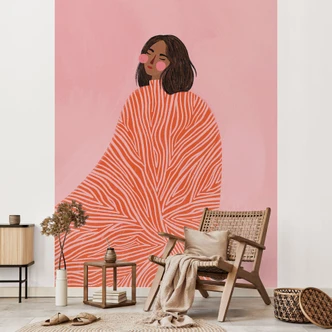 Fototapete Frau mit orangefarbener Decke - Müller 