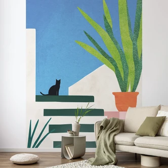 Fototapete Schwarze Katze in Griechenland - Rivers 