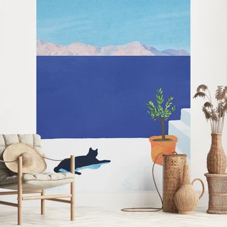 Fototapete Siesta mit Katze am Meer - Rivers 