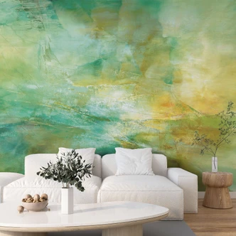 Abstrakt horisontfototapet i limegrönt - Schmucker 