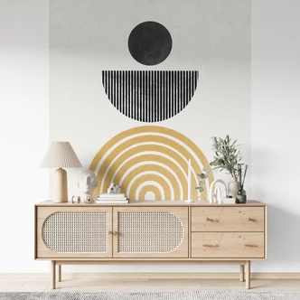Wall Mural Abstract composition with circle and semi-circle - The Miuus Studio 