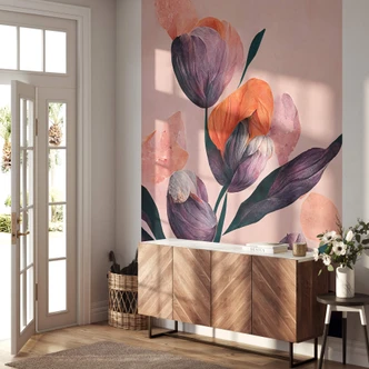 Fototapete Treechild - Lila Tulpen in Abstraktion 