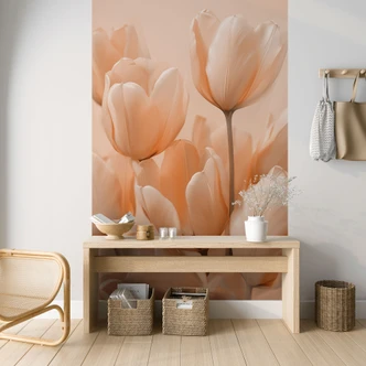 Fotobehang Peach-kleurige tulpen - Treechild Fotobehang Peach-kleurige tulpen - Treechild
