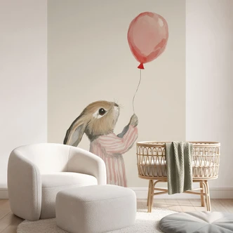 Fototapete Süßer Hase mit Luftballon | Kinderzimmer Tapete - Treechild 