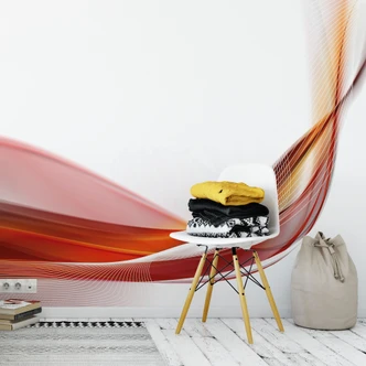 Abstract Wave - red - Wall Mural 