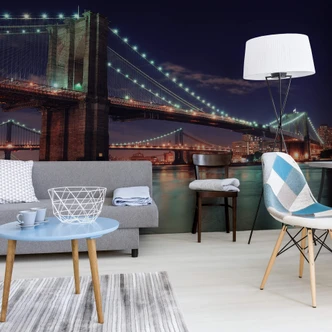 Manhattan Bridge at Night 2 - Wall Mural 