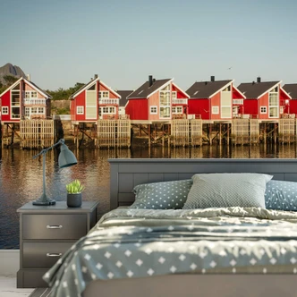 Fototapete Ferienhäuser am Meer - 384x260 cm 