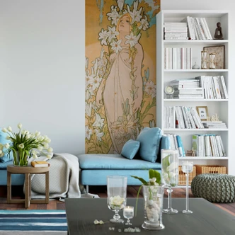 Fototapete Mucha - Die Lilie - 96x260 cm 
