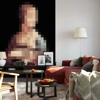 Fototapete Pixelart - da Vinci - Die Dame mit dem Hermelin - 192x260 cm 