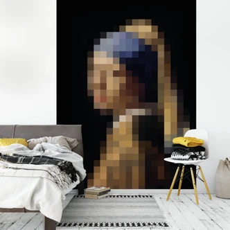 Wall Mural Girl with Pearl Pixelart 