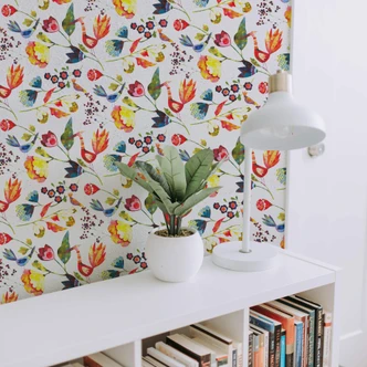 Fototapete Blanz - Blumen und Vögel 