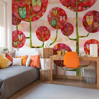 Fototapet Blanz - Ugler i skoven 