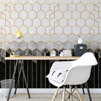 Fototapet - Frederiksson - Black & Grey Hexagons 