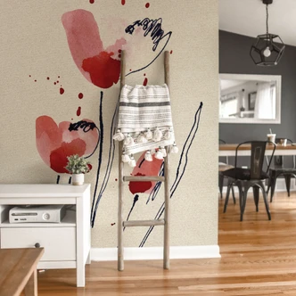 Fototapete Illustrierte Mohnblume 