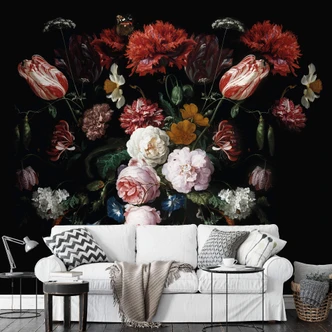 Fotobehang de Heem - Stilleven Bloemen in een Vaas - vierkant 