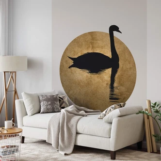 Fototapeta Kubistika - Jezioro łabędzie w pełni księżyca - 192x260 cm 