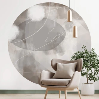 Fototapete 1X Studio - Line Art Frauen Portrait - Rund - Selbstklebend/Vlies 