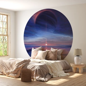 Fototapete Landschaft mit Erde und Galaxie - Rund - Aenami - Selbstklebend/Vlies 