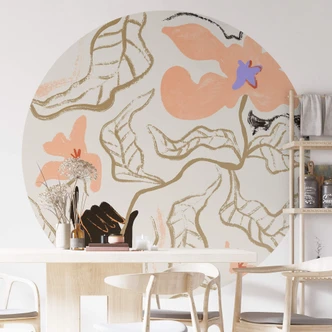 Fototapete Blumen - Pfirsichfarbene Blüte Rund - Arty Guava - Selbstklebend/Vlies 