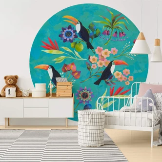 Round wall mural Blanz - Toucan - non self-adhesive/self-adhesive wallpapers 