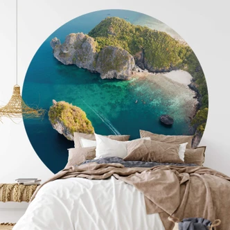 Fototapete Colombo - Land in Sicht - Rund - Selbstklebend/Vlies 