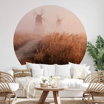 Fototapete Eom - Nebliger Morgen - Rund - Selbstklebend/Vlies 
