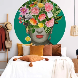 Fototapete Frida Floral Studio - Portrait Frida - Rund - Selbstklebend/Vlies 