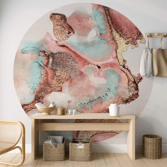 Papier peint photo rond Fredriksson - Golden ink with nuances in rosé - papier peint intissé/papier peint intissé autocollant 