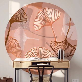 Fototapete Goed Blauw - Ginkgo - Rund - Selbstklebend/Vlies 