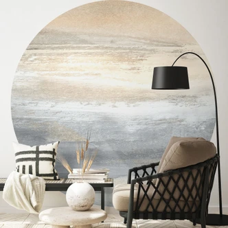 Fotomurale tondo Paesaggio grigio-oro di pennellate - Hobday - carta da parati in tessuto non tessuto/carta da parati in tessuto non tessuto autoadesiva 