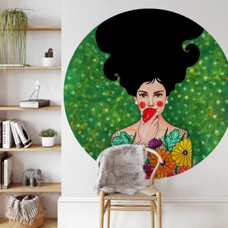 Round wall mural Hülya - the Red Apple - non self-adhesive/self-adhesive wallpapers 