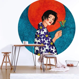 Round wall mural Hülya - Leaving it Behind - non self-adhesive/self-adhesive wallpapers 