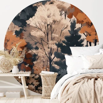 Fototapete  Bunter Herbstwald - Jaszke - Rund - Selbstklebend/Vlies 