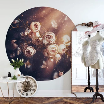 Fototapete Kiral - Der Rosenstrauß - Rund - Selbstklebend/Vlies 