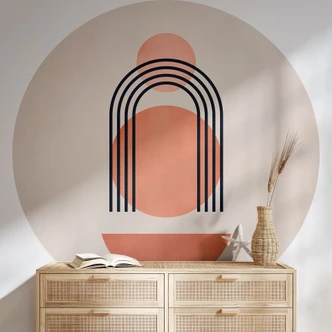 Tapet cirkel Abstrakt geometri i ferskenfarver - Kubistika - vliesetapet/selvklæbende non-woven tapet Tapet cirkel Abstrakt geometri i ferskenfarver - Kubistika - vliesetapet/selvklæbende non-woven tapet