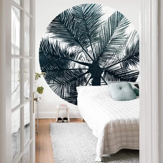 Round wall mural California Dreaming - Palm Tree Wallpaper - non self-adhesive/self-adhesive wallpapers 