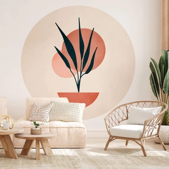 Fototapet - Rundt Kubistika - Abstract Plants - vliesetapet/selvklæbende non-woven tapet Fototapet - Rundt Kubistika - Abstract Plants - vliesetapet/selvklæbende non-woven tapet