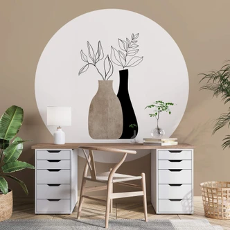 Fototapet - Rundt Kubistika - Minimalistiske planter - vliesetapet/selvklæbende non-woven tapet Fototapet - Rundt Kubistika - Minimalistiske planter - vliesetapet/selvklæbende non-woven tapet