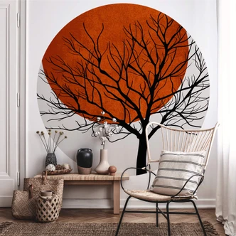 Fototapet - Rundt Kubistika - Varm solnedgang - vliesetapet/selvklæbende non-woven tapet Fototapet - Rundt Kubistika - Varm solnedgang - vliesetapet/selvklæbende non-woven tapet